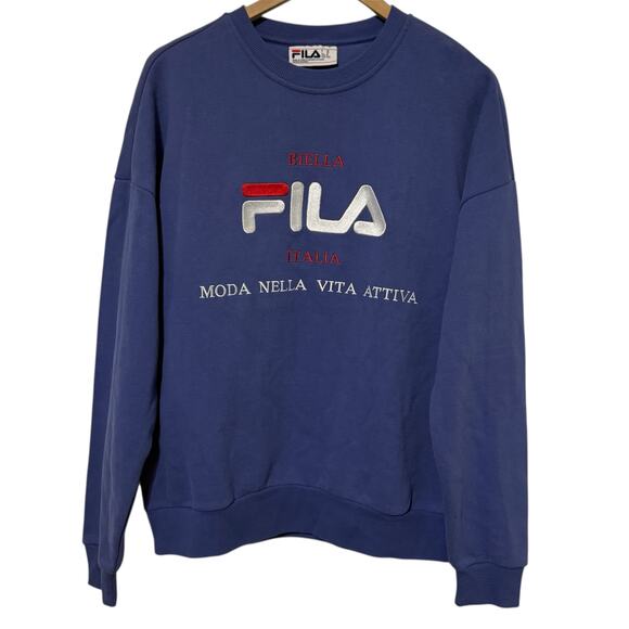 Fila Women' M "Moda Nella Vita Attiva" Blue Long Sleeve Crewneck Sweater Sport - Picture 1 of 9